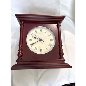 Charter Club Traditional Mahogany Mantel Clock  Roman Numerals & Quartz Movement